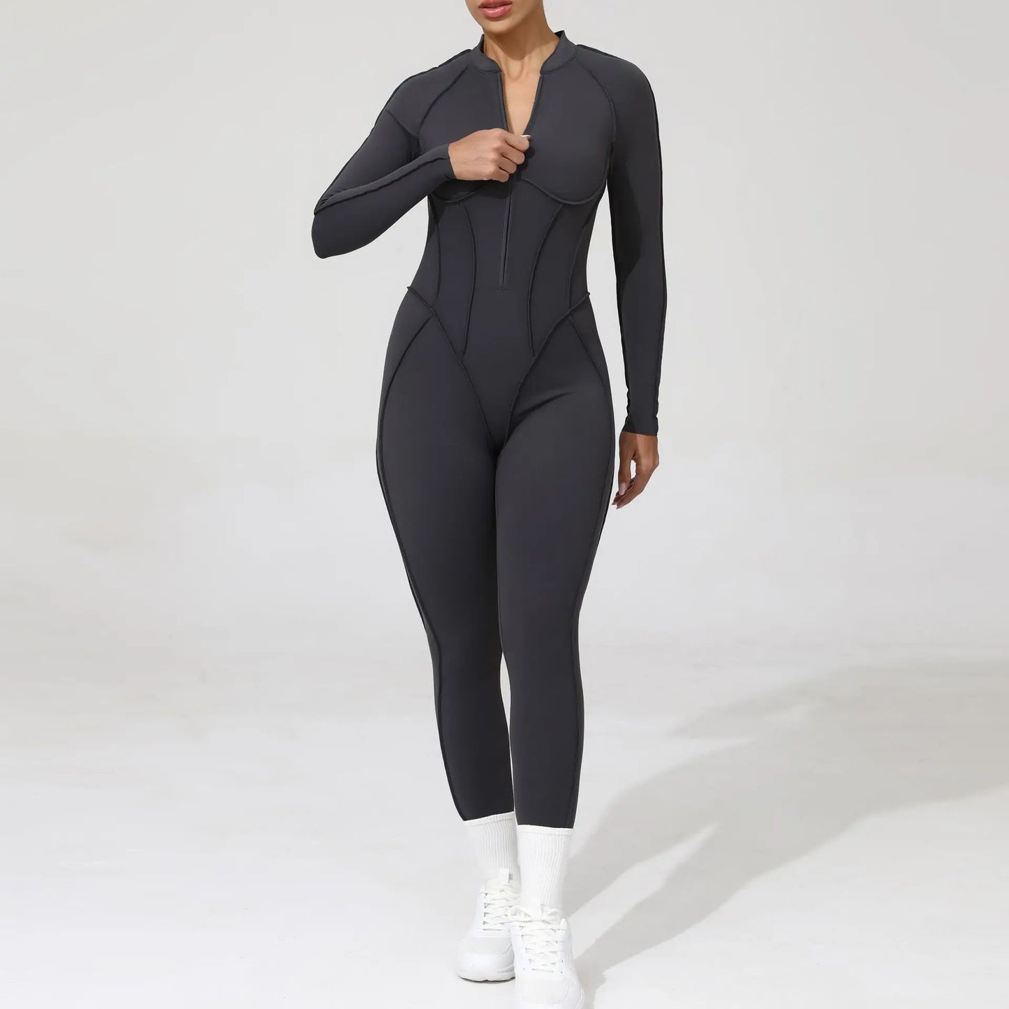 Women's Tracksuit Gym Workout Sports Clothes Outfit Zipper Jumpsuit Yoga Fitness Overalls Set Open Back Bodysuits Suit for Women