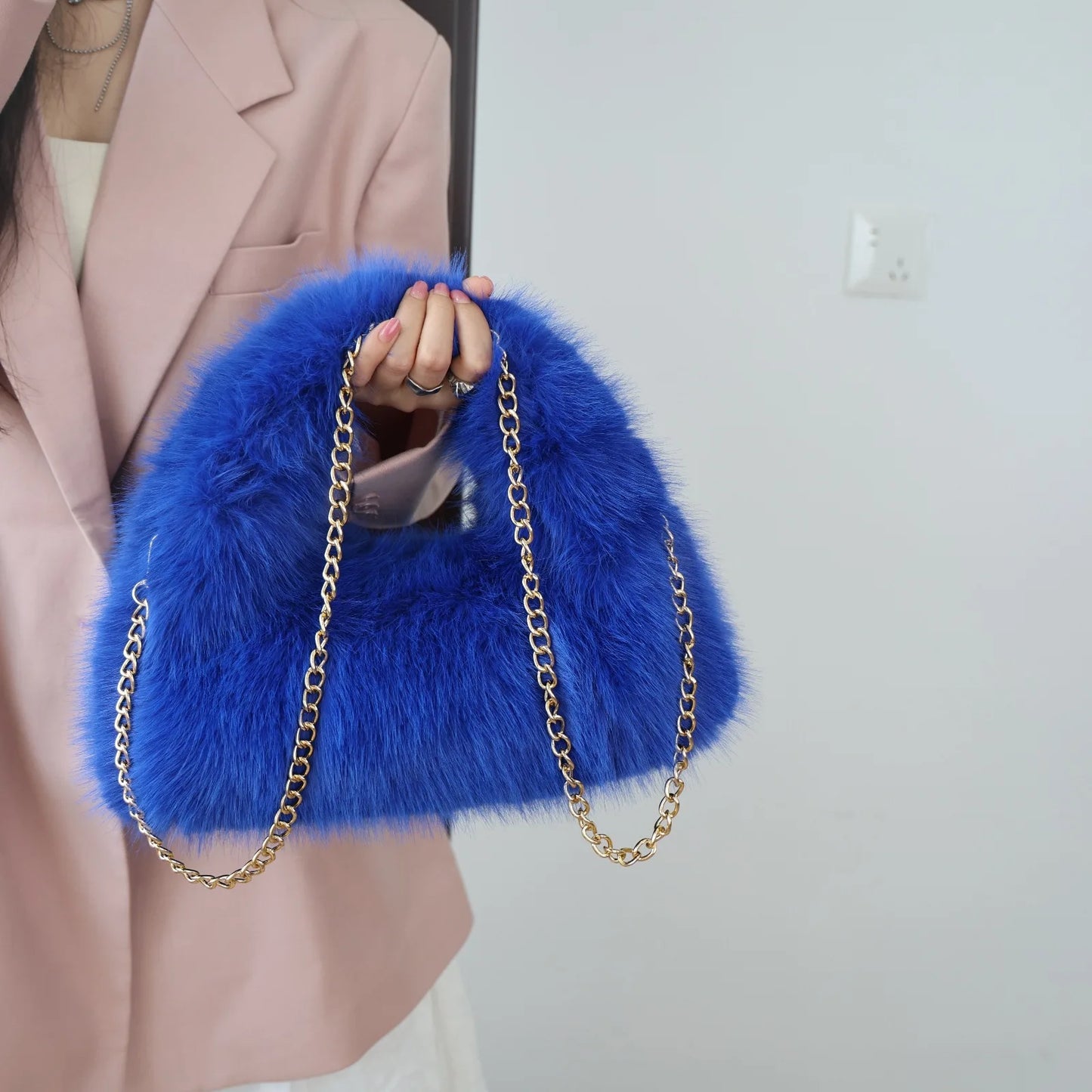 Winter Leopard Plush Handbags for Women Luxury Faux Fur Female Hobos Crossbody Bags Large Capacity Furry Clutch Shoulder Bag