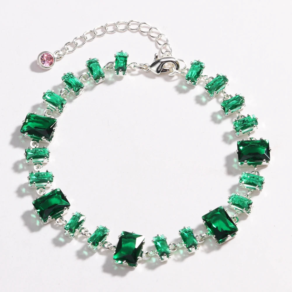 Mix Style Green Micro-inlaid Zircon Tennis Bracelet for Women ew Men Bracelet Homme Jewelry