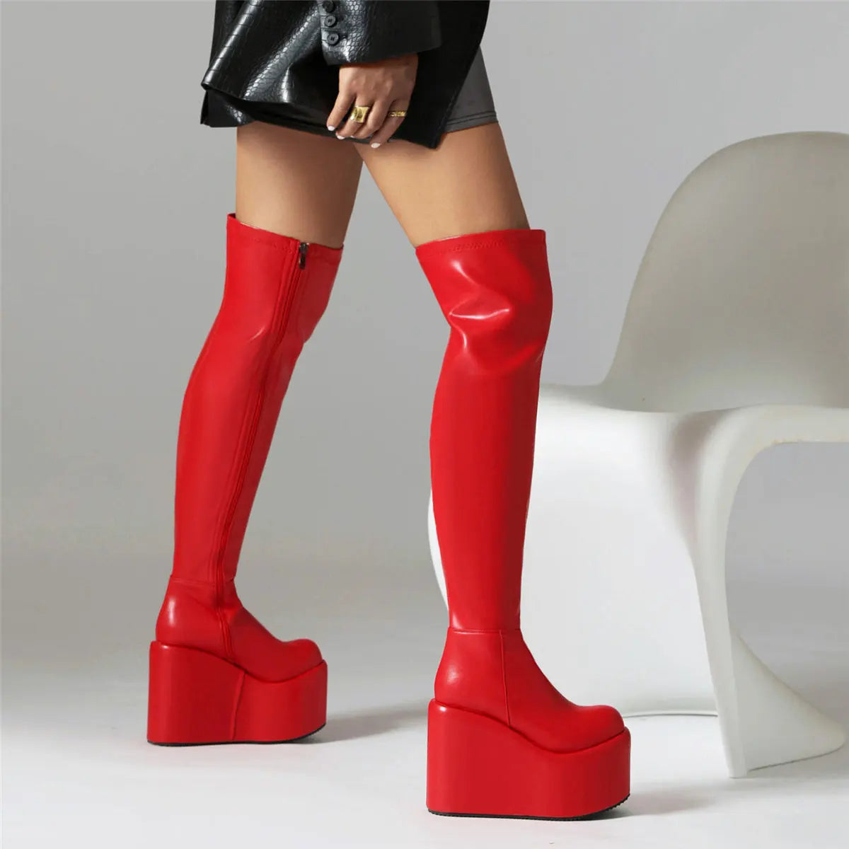 12cm High Heel Pumps Plus Size 48 Shoes Women  Big Size 50 Wedges Platform Over The Knee Boots US14 Round Toe Fashion Sneakers