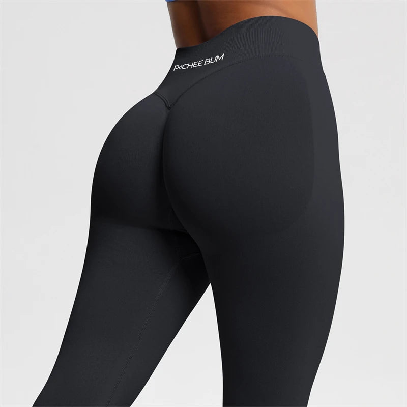 Bum Shaping Leggings Women Seamless Sports Yoga Pants Low Ribbed Band Gym clothes Fitness Workout Scrunch Butt Tight