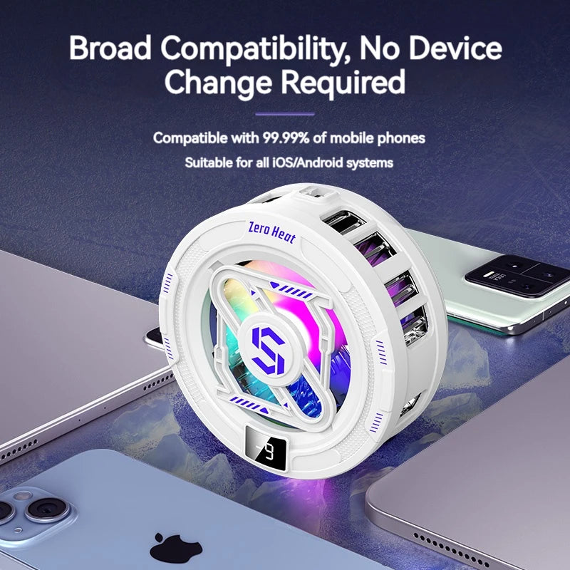 Semiconductor Magnetic Cooler With Temperature Display Radiator Fast Heat Dissipation for Phones Gaming Tablet Cooling Pad