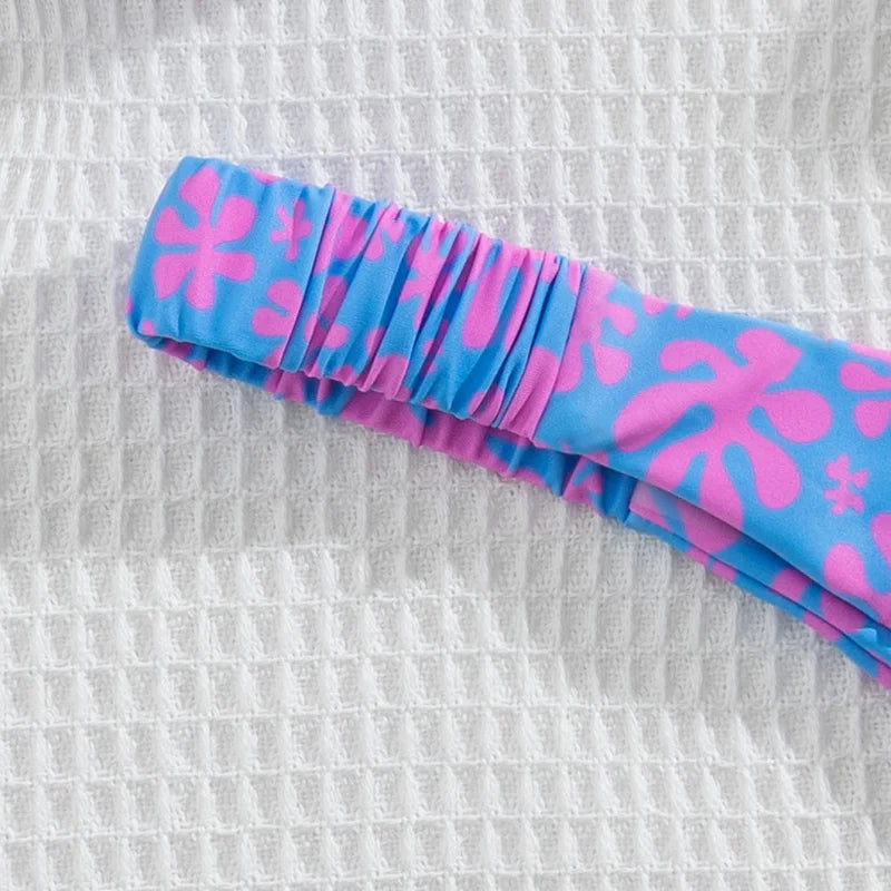 Micro Bikini Push Up Women Swimsuit Fashion Floral Pattern Split Bandeau Bikini Set Sexy Lady 2 Piece Bathing Suit Biquini