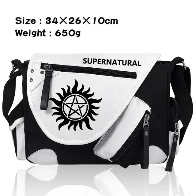 Supernatural Evil SPN Women Canvas Casual Zipper Shoulder Bag Crossbody Bags Schoolbags Messenger Bag