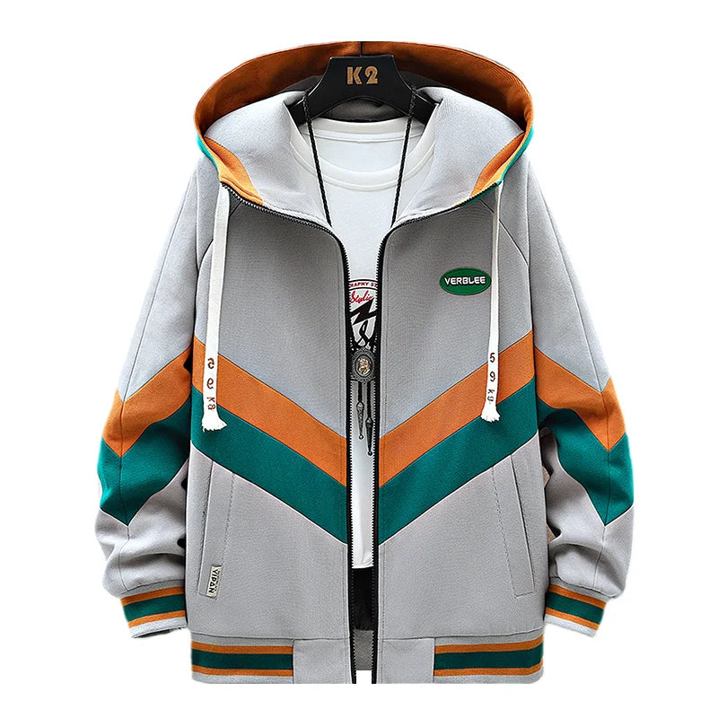Spring Autumn Men's Sets Korean Fashion Joggers Suit Men Casual Men patchwork Streetwear Hooded Tracksuit Men Two Piece Set