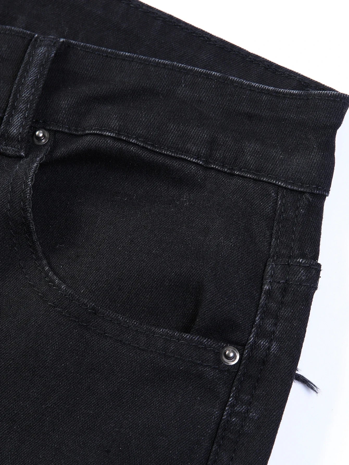 New Men Ripped Stacked Jeans Distressed Slim Fit Skinny Straight Leg Jeans Fashion Hip Hop Denim Pants Casual Streetwear