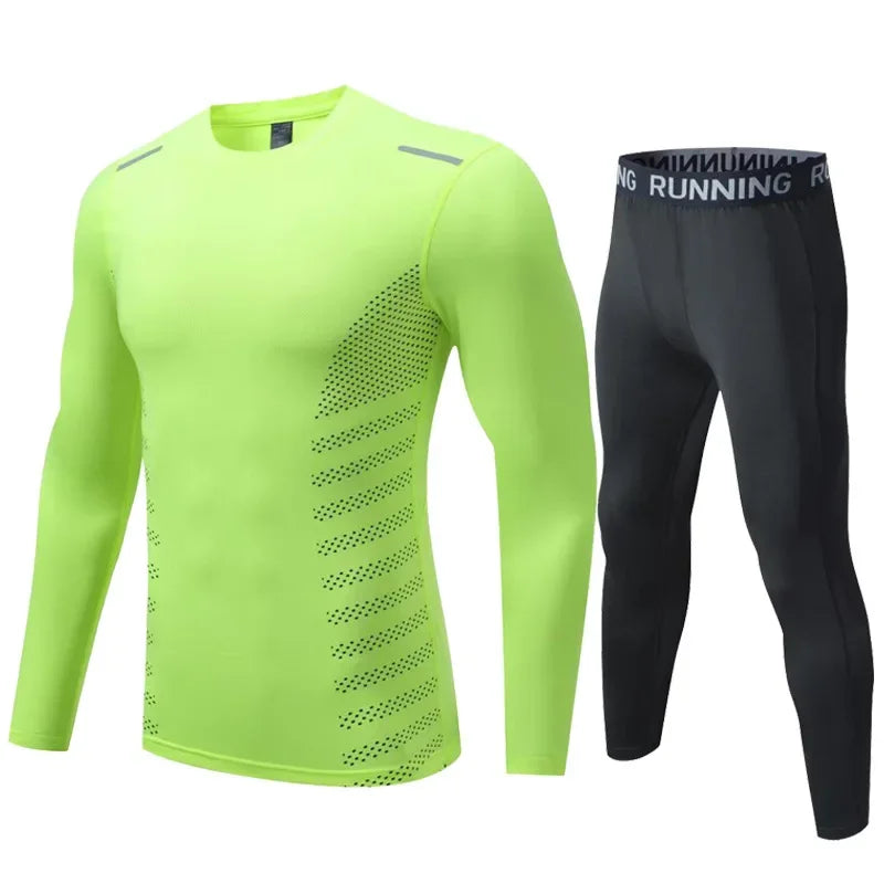 Spring Autumn Unisex Children's Long Sleeve round Neck Quick Dry Sports Suit Outdoor Running Fitness Clothing Set Polyester