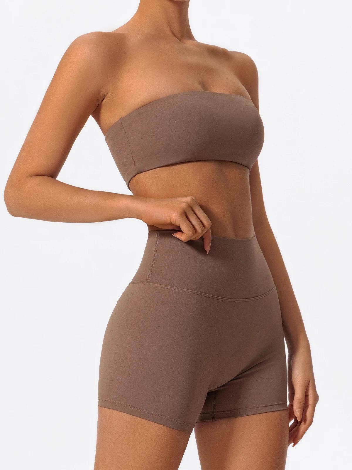 Summer Two Piece Fitness Sports Set Women Workout Yoga Outfit Strapless Bra Woman 2Ps Gym Crop Top Deportivos Mujer Gym Suits