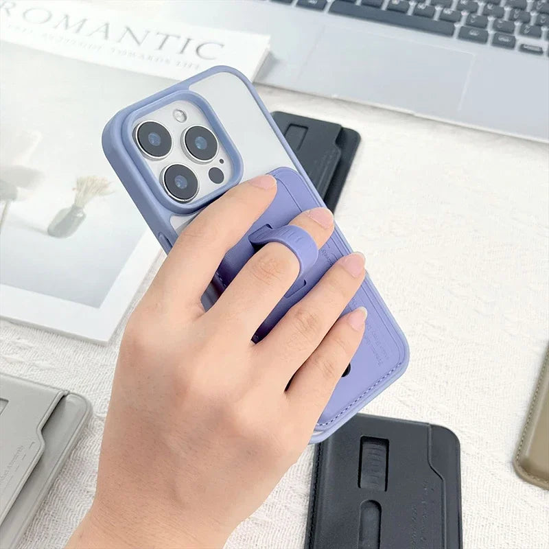 Magnetic Leather Wallet Card Holder Case for Magsafe IPhone 14 13 15 17 16 12 Air Pro Max Plus Mac Safe Hidden Strap Stand Cover
