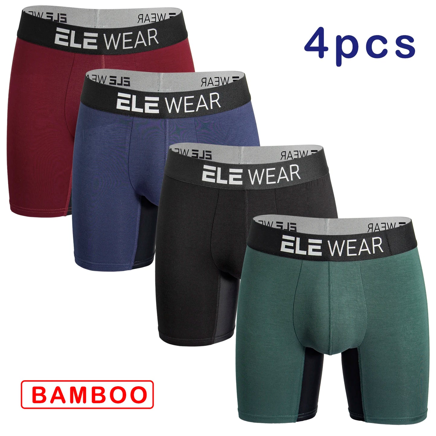 4 pcs Bamboo Men Underwear Boxers Breathable Mens Boxershorts Men's Panties Underpants Plus Size Fashion Boxers Briefs Trunks