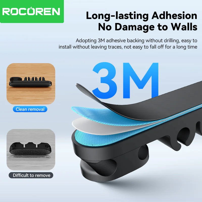 Organizer Silicone 5 Hole Cables Winder Flexible Wire Management Clips For Cable ClearanceCordProtector For Charger