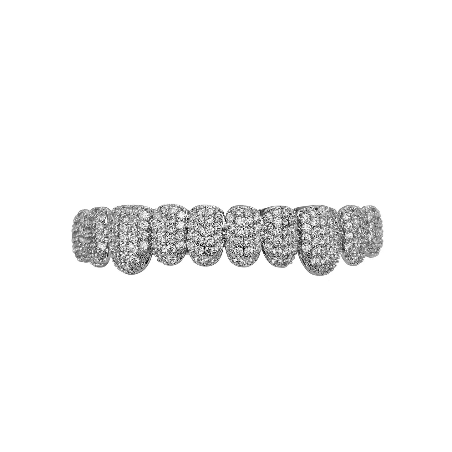 TOPGRILLZ Iced Out Cubic Zirconia Grillz Brace Punk 10/10 Top Bottom Dental Mouth Fang Grills Vampire Tooth Cap Cosplay Jewelry