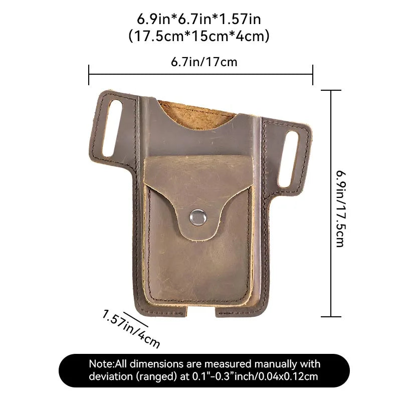 Multifunctional Leather Bag for Men, U-Shaped Design, Leisure Leather Clip, Men's Bag