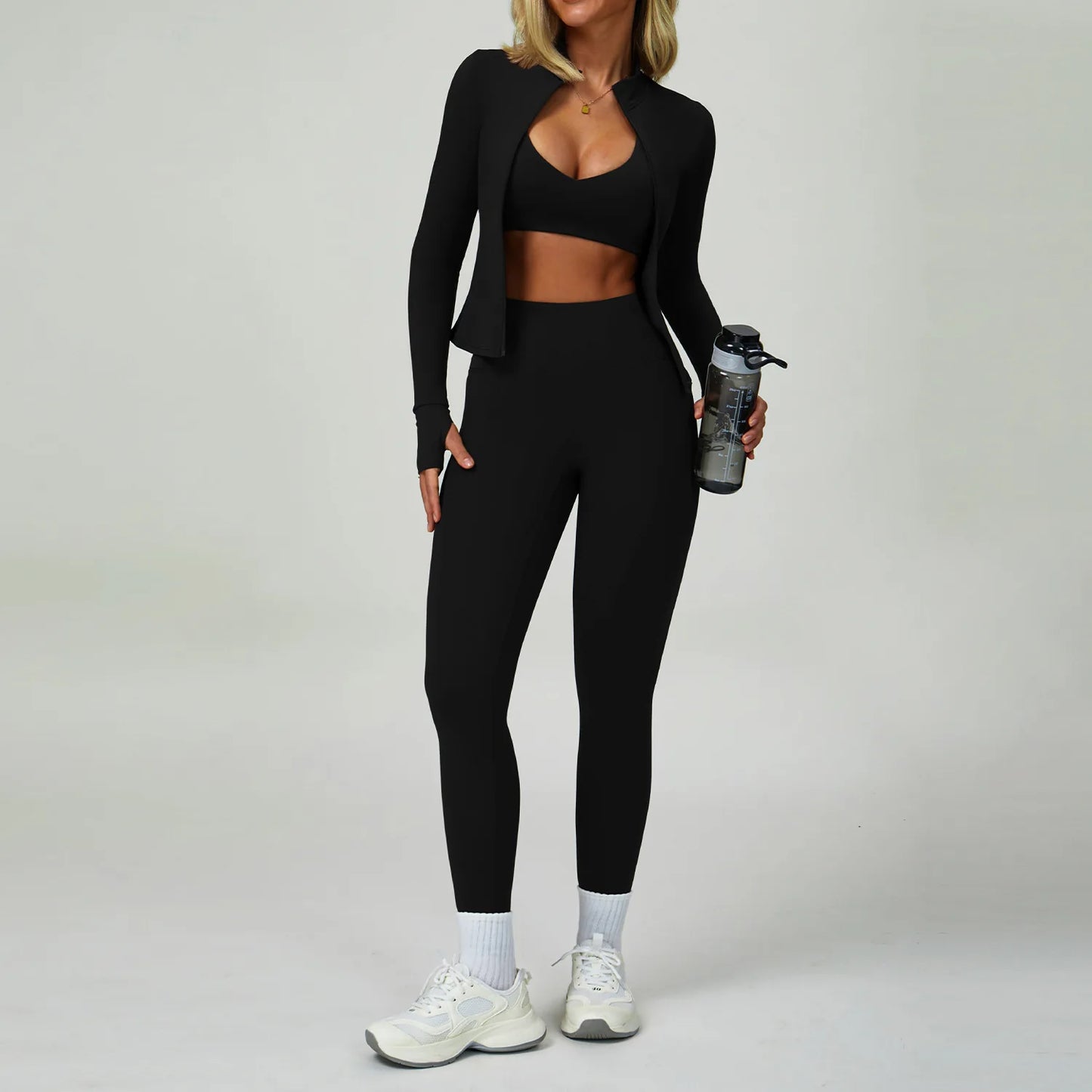 Yoga Sets Women Tracksuit Fitness Suit Sportswear Workout Long Sleeved Sports Bra High Waist Leggings Gym Clothing Sports Suits