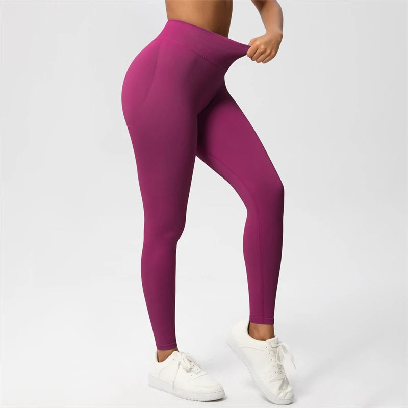 Bum Shaping Leggings Women Seamless Sports Yoga Pants Low Ribbed Band Gym clothes Fitness Workout Scrunch Butt Tight