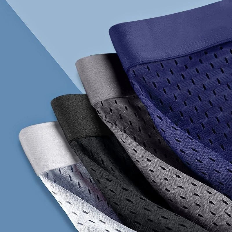 5Pcs/Lot Men's Underwear Men's Business Ice Silk Mesh Underwear Summer Cool Sexy Breathable Antibacterial Underwear Large Size