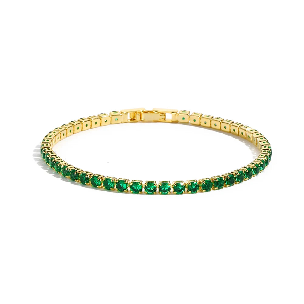 Colorful Crystal Tennis Bracelet for Women Waterproof Multicolor 3MM CZ Wedding Birthstone Hand Chain Jewelry Wholesale