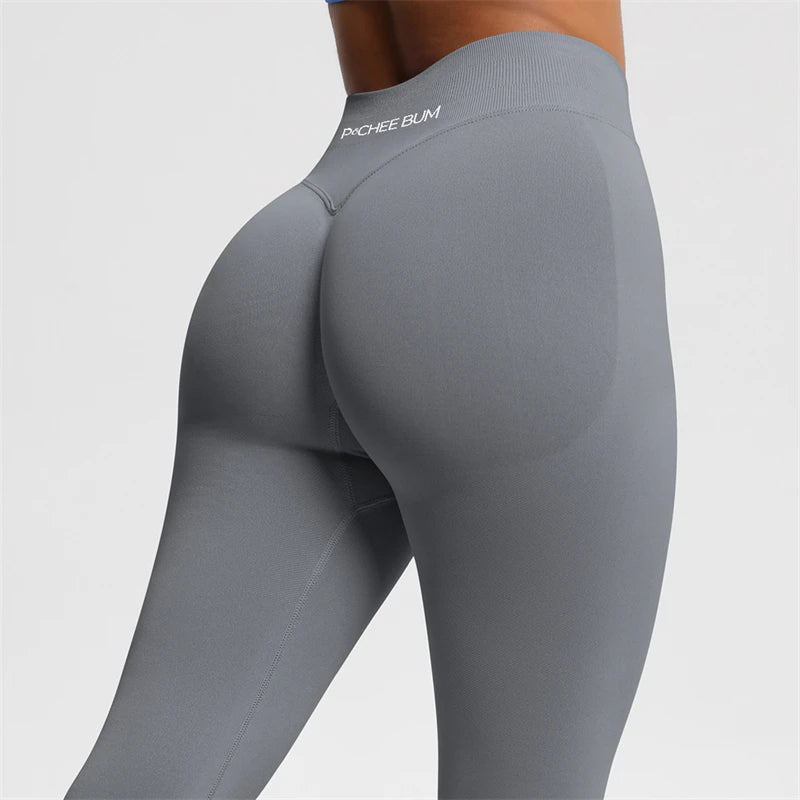 Bum Shaping Leggings Women Seamless Sports Yoga Pants Low Ribbed Band Gym clothes Fitness Workout Scrunch Butt Tight