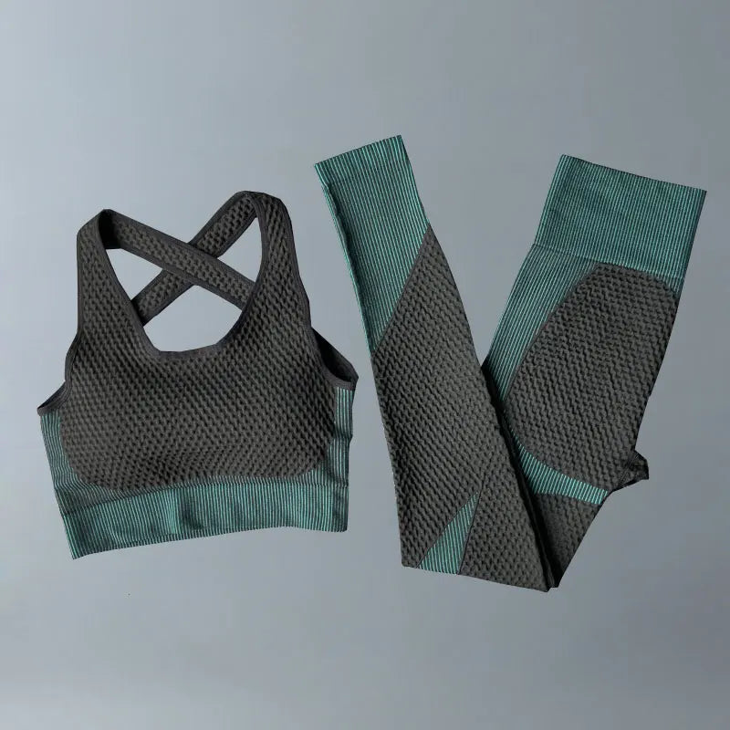 Yoga Suits Women Fitness Wear Gym Set Sports Outfits Training Exercise Workout Pants Long Sleeve Crop Top Bra Womens Tracksuits