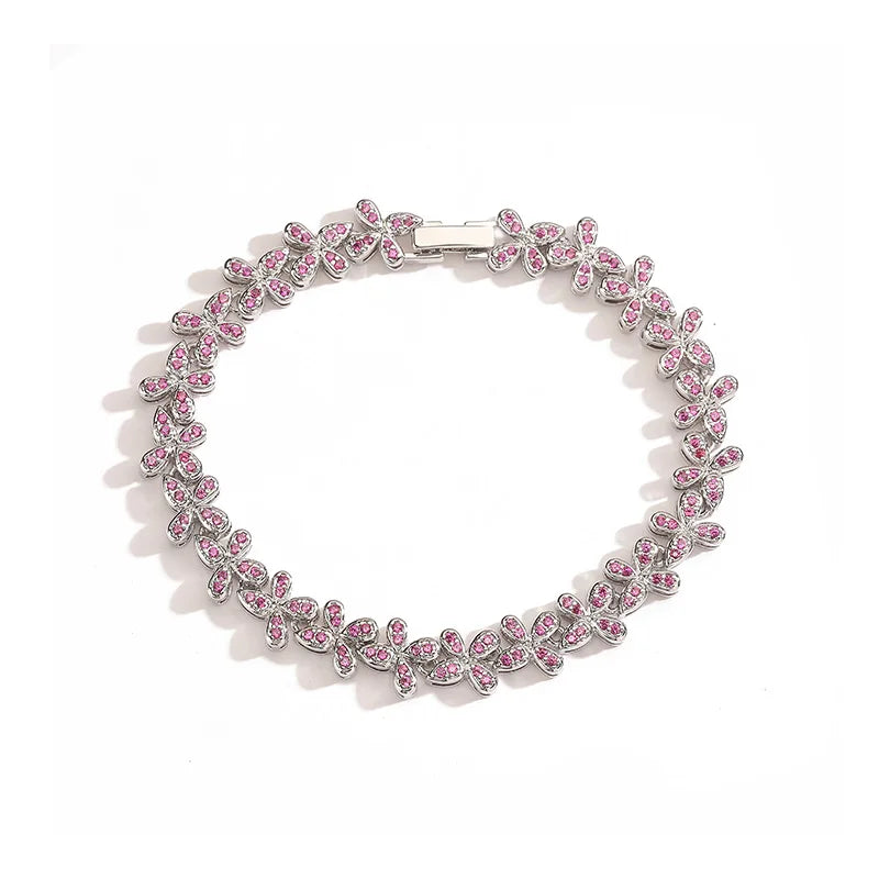 HECHENG, Four Leaf Clover Crystal Necklace, Ladies' Sparkling Zircon Luxury Bracelet, Wedding Party High-quality Gift Jewelry