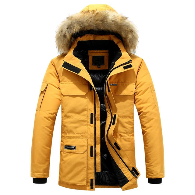 Men Thick Casual Turn Down Collar Mens Winter Jackets Parkas Coats Mens Winter Coats Fashion Hooded Parkas Warm Winter Jackets