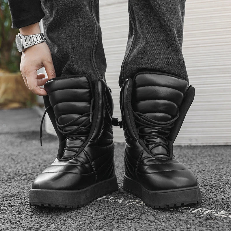 Men's Chukka Boots Outdoor Cold proof Warm Men's Snow Boots Soft Non slip Wear resistant Sole Fashion Thick Bottom Long Boots