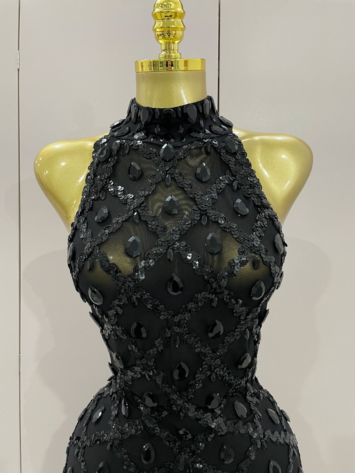 Luxury Sparkly Black Diamond Mesh See THhrough Jumpsuit Women Celebrate Birthday Sexy Dancer Nightclub Performance Stage Costume