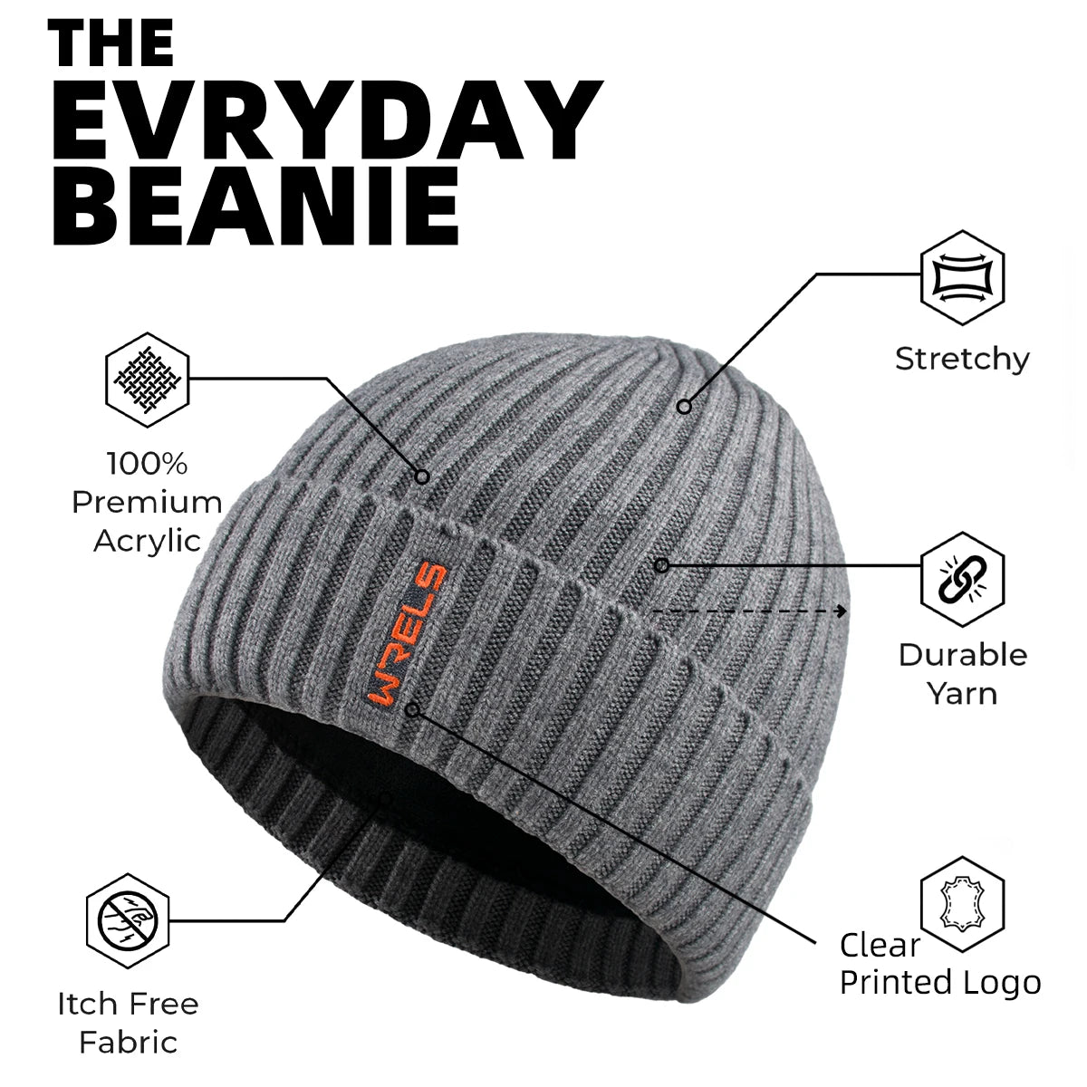 WRELS Winter Hats Thickened Knitted Beanie Caps Elasticity Pullover Hat Warm Outdoor Winter Snow Cap Riding Windproof Hat