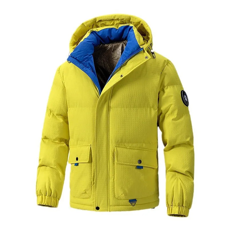 Man Down Jacket Winter New Thicken Cold-proof Windproof Men Outerwear Fashion Solid Color Long Sleeve Zipper Male Hooded Coat