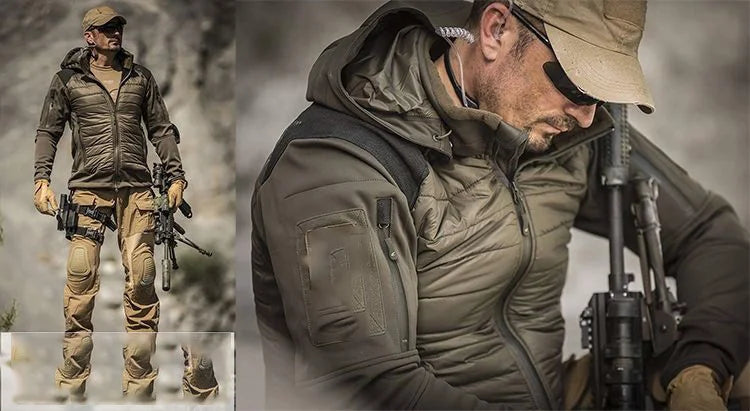 Taktische Jacke ISG 2.0 Softshell-Jacke, doppelseitiger Plüschmantel, abnehmbarer Hut, Outdoor-Camping-Jagd-Bergsteigerjacke