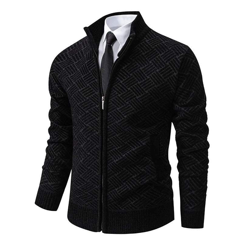 Mens Thickened Cardigan Full Zipper Fleeced Sweaters Knit Jackets Hooded Sweater Coat Autumn Winter Padded Clothes