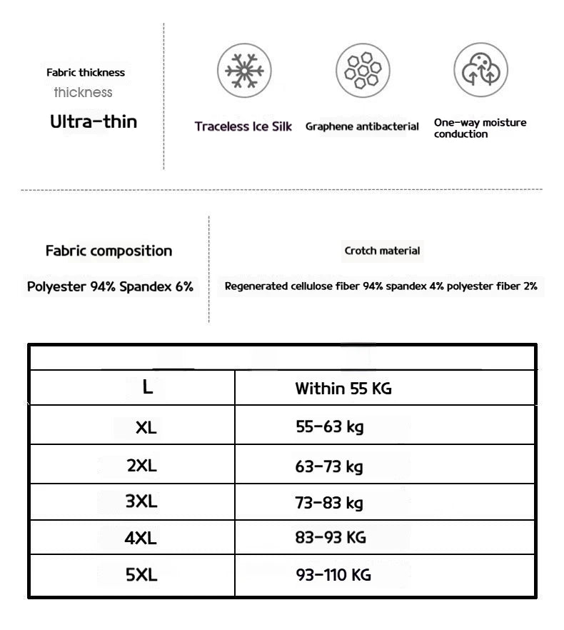 Men's Boxer Briefs Ice Silk Graphene Cooling Briefs Antibacterial Breathable Quick-drying Comfortable Boxer Shorts Multi-color