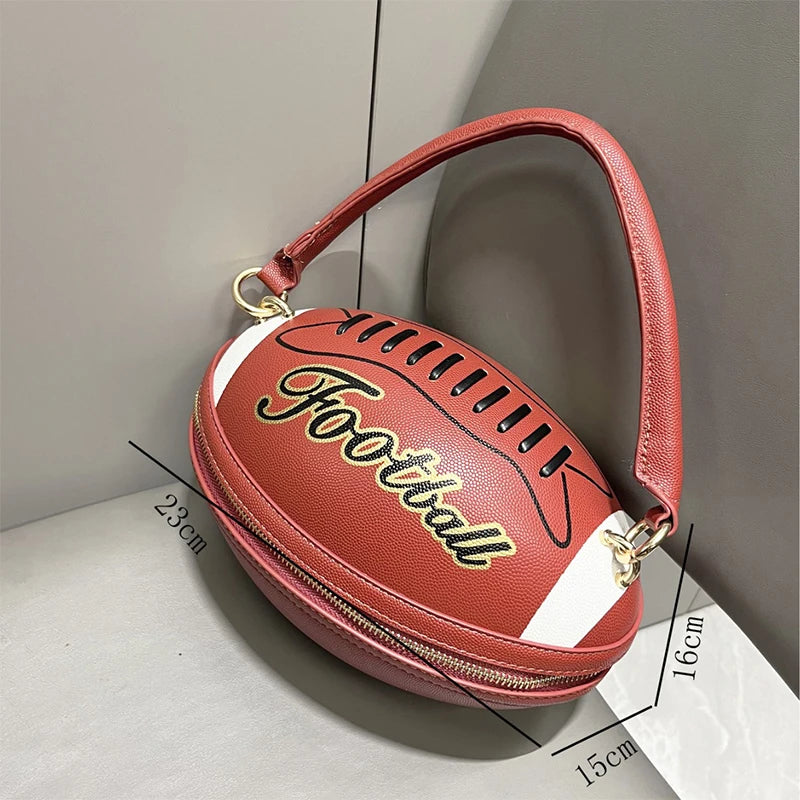 Football-shaped Messenger Bag Creative Niche Interesting Fashionable Versatile Suitable Commit Party Can Single-shoulder Handbag