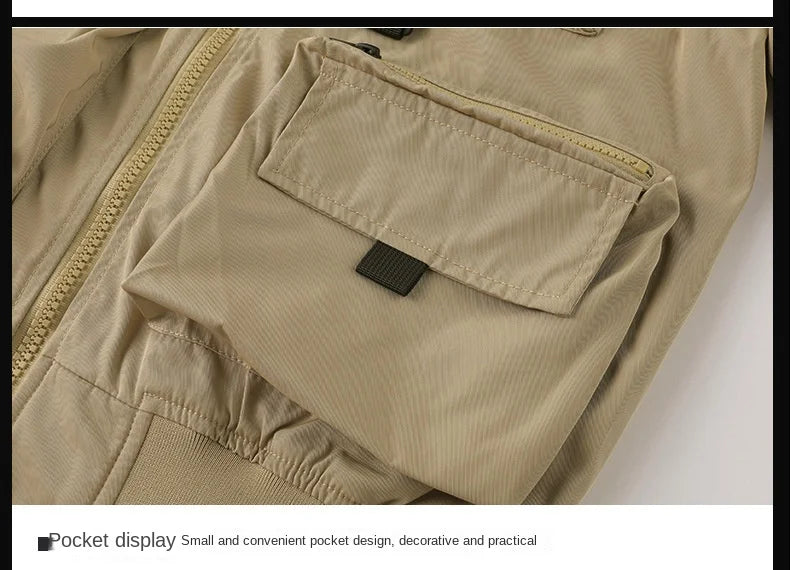 Spring Men's stormcoat New Solid Color Multi Pocket Waterproof Outdoor Camping Stand up Collar Coat Men's Functional wind Jacket