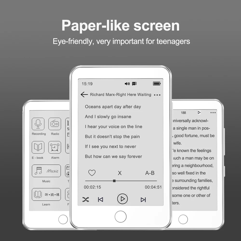 Famue 3.52 Inch Mini E-Ink E-Reader 32GB - Portable E-Book Reader with MP3 Player, Bluetiith 5.3 Classroom Recording & FM Radio