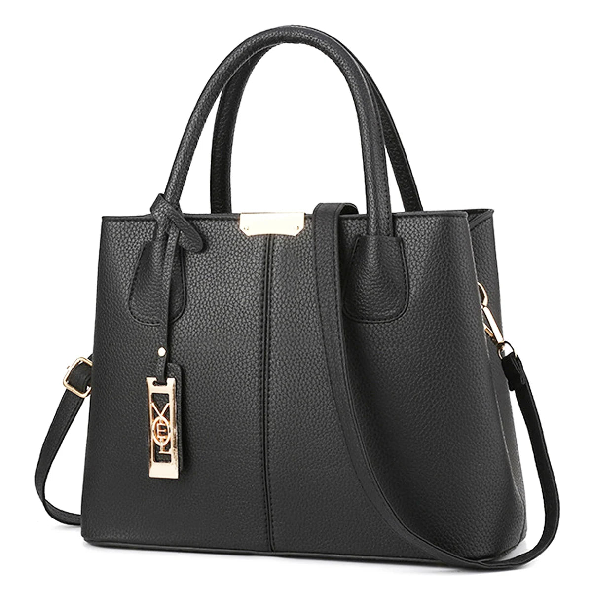Fashion Faux Leather Tote Bag, Elegant Textured Large Capacity Shoulder Hand Bag For Ladies