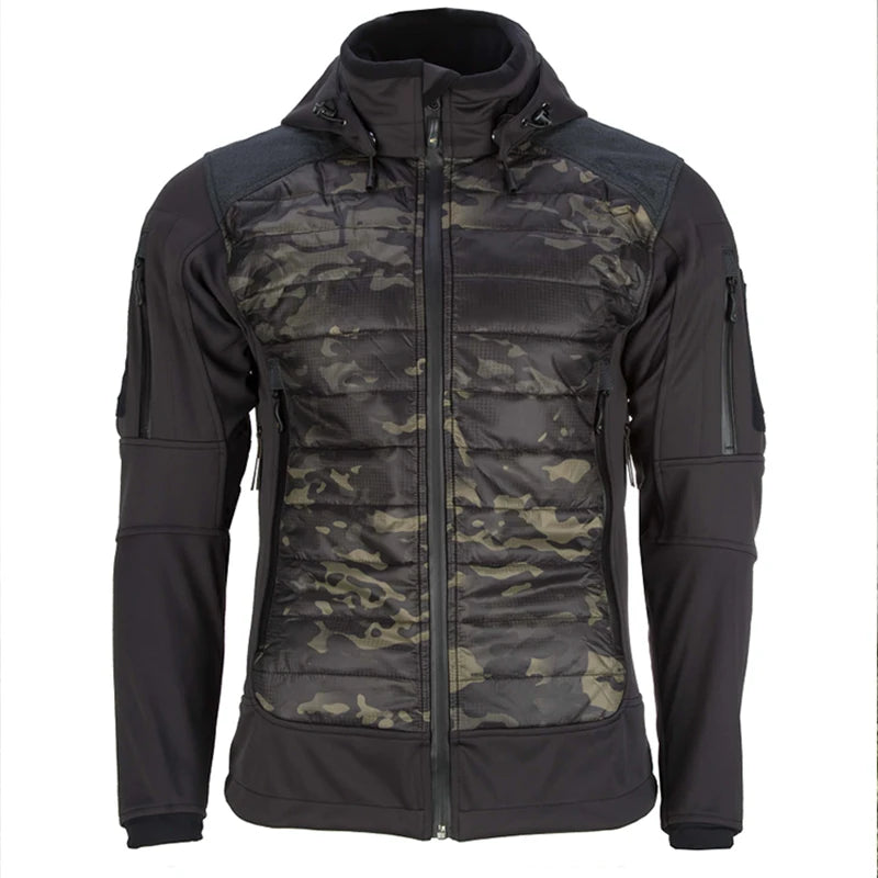 Taktische Jacke ISG 2.0 Softshell-Jacke, doppelseitiger Plüschmantel, abnehmbarer Hut, Outdoor-Camping-Jagd-Bergsteigerjacke