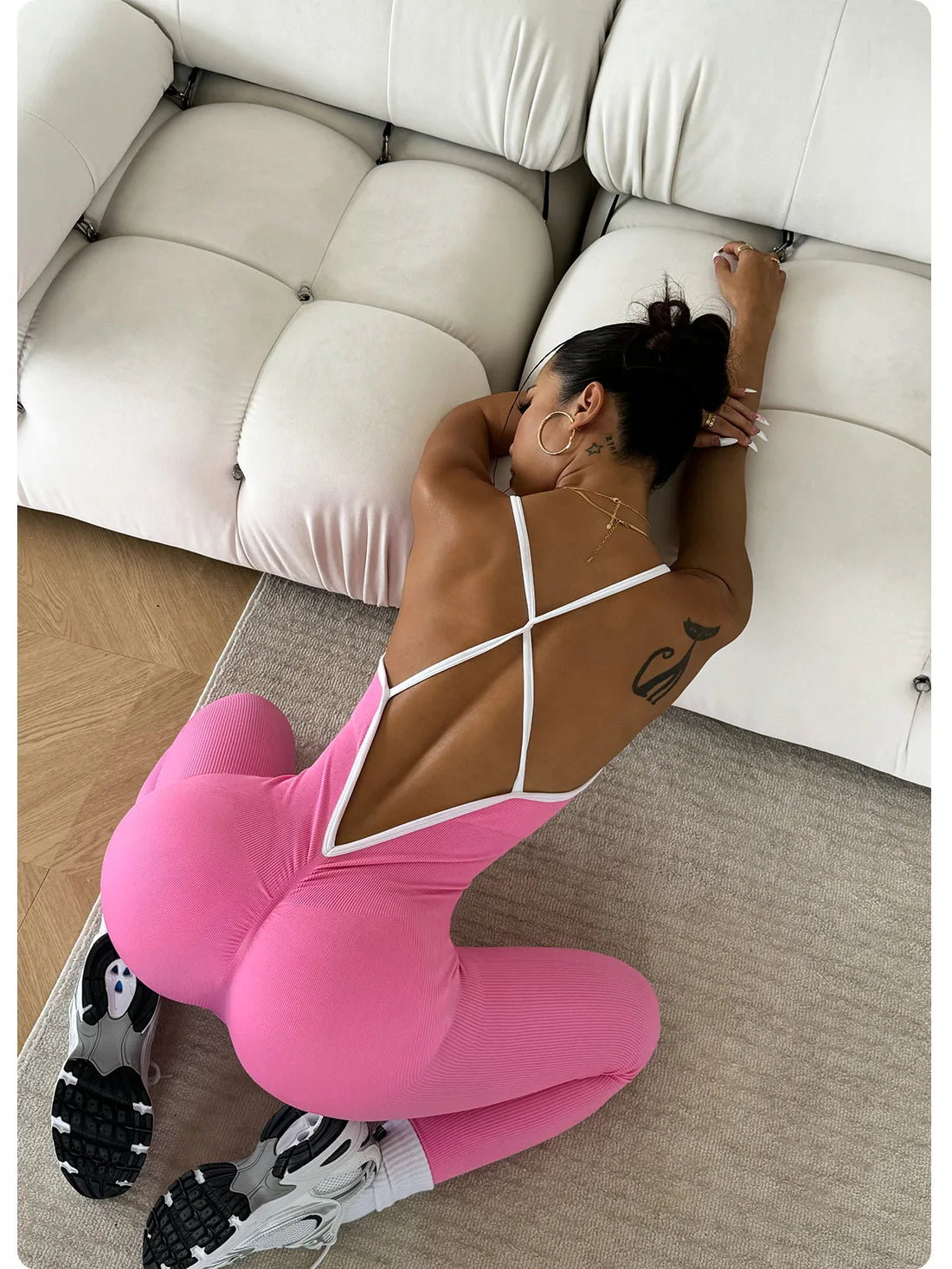 Seamless Yoga Jumpsuit Women Gym Set Spaghetti Strap Leisure Workout Gym Leggings Padded Bra One-piece Fitness Bodysuits
