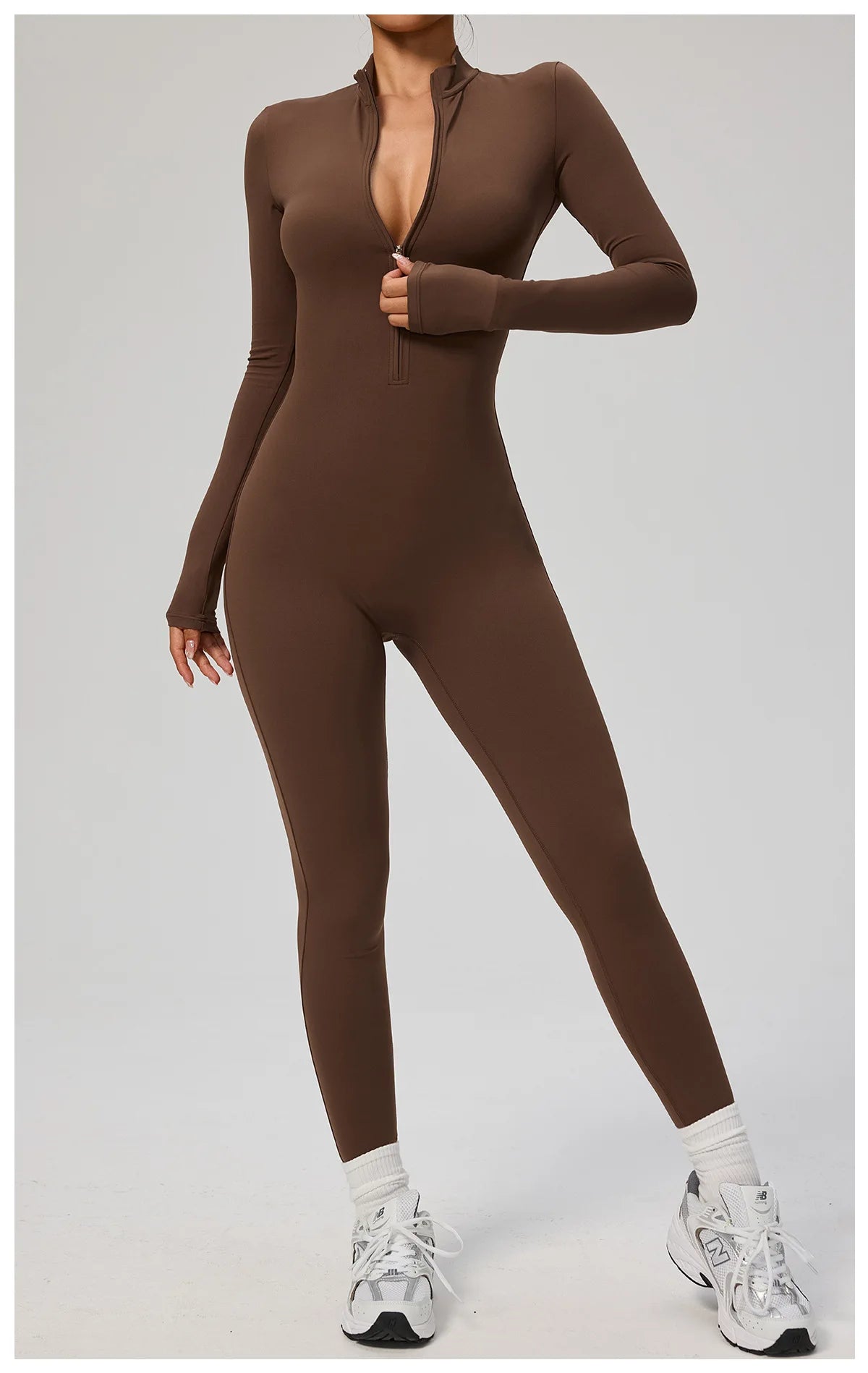 SOISOU Zipper Jumpsuit Women Quick Dry Clothing Sportswear Woman Gym Yoga Sport Sets Spandex Nylon Workout Sets Women Tracksuit