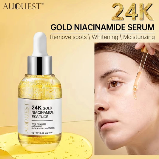 Niacinamide Face Serum 24K Gold Hyaluronic Acid Essence Whitening Dark Spot Corrector Facial Serum Skin Care Products