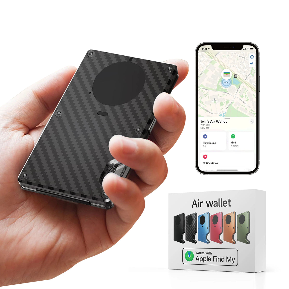 Wallet With Built In Airtag Chip, Rfid Blocking Credit Card Holder, Slim Wallet For Men, Compatible With Apple Find My ios Only