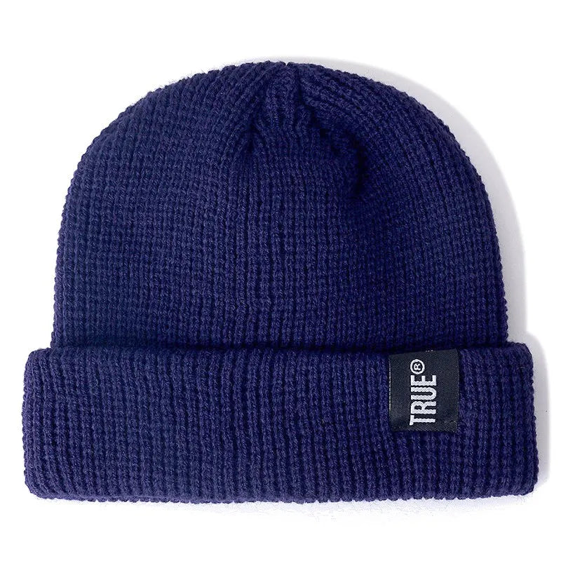 Hot Sale Daily Short Beanie Hat Unisex Sailor Style Winter Hat Men Women Ribbed Knitted Melon Cap True Letter Baggy Skull Hat