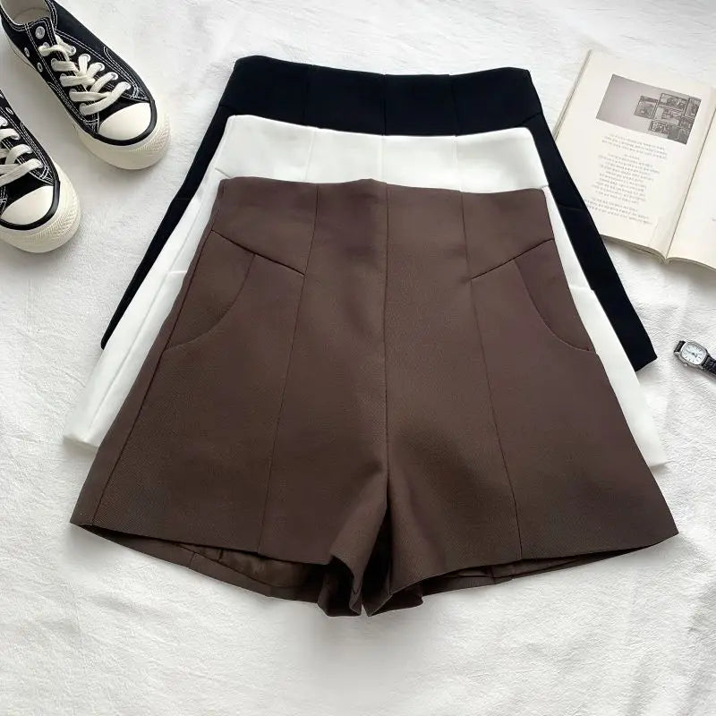 Summer Fashion High Quality Suit Shorts Women Elegant Slim Fit Black Shorts Female Basic All Match Streetwear Bottoms 2025 New