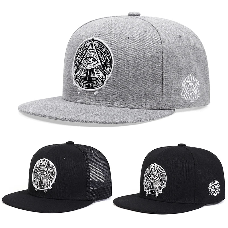 Verstellbare modische Fastball-Kappe „The Eye of God“ aus Kunstwildleder, Hip-Hop-Snapback-Mütze, Unisex, für Erwachsene, Outdoor, lässige Sonnen-Baseballkappe