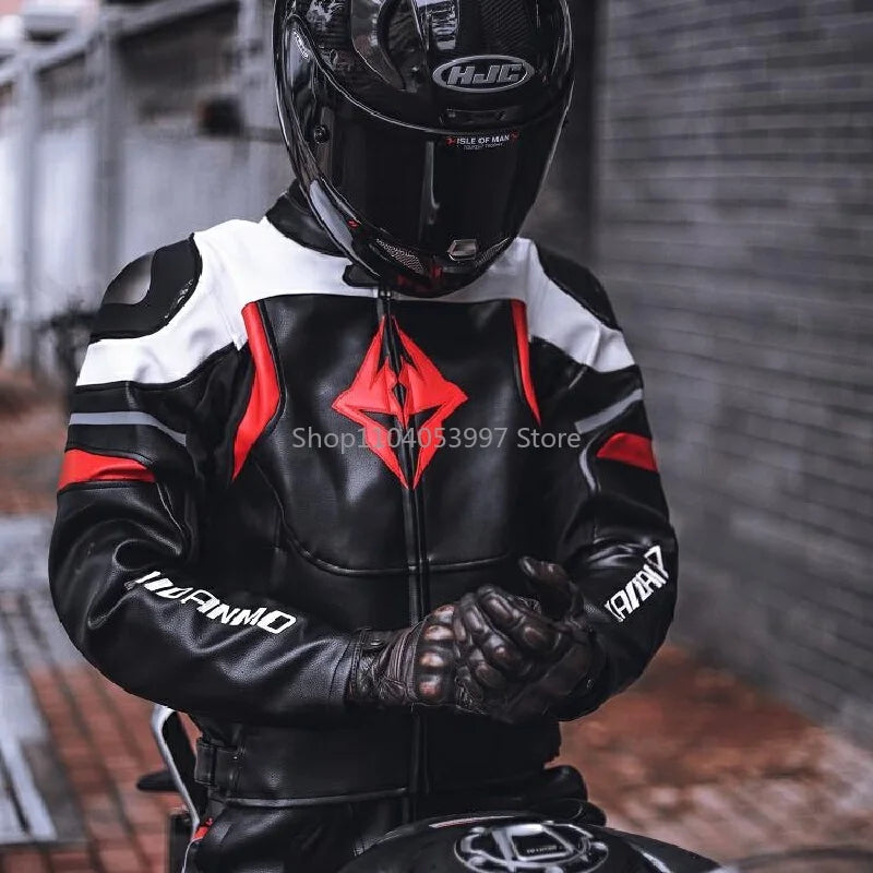 Kaidamo Four Seasons Universal Men'S And Women'S Motorcycle Riding Clothing Set Leather Jacket Waterproof Racing Anti Drop And A