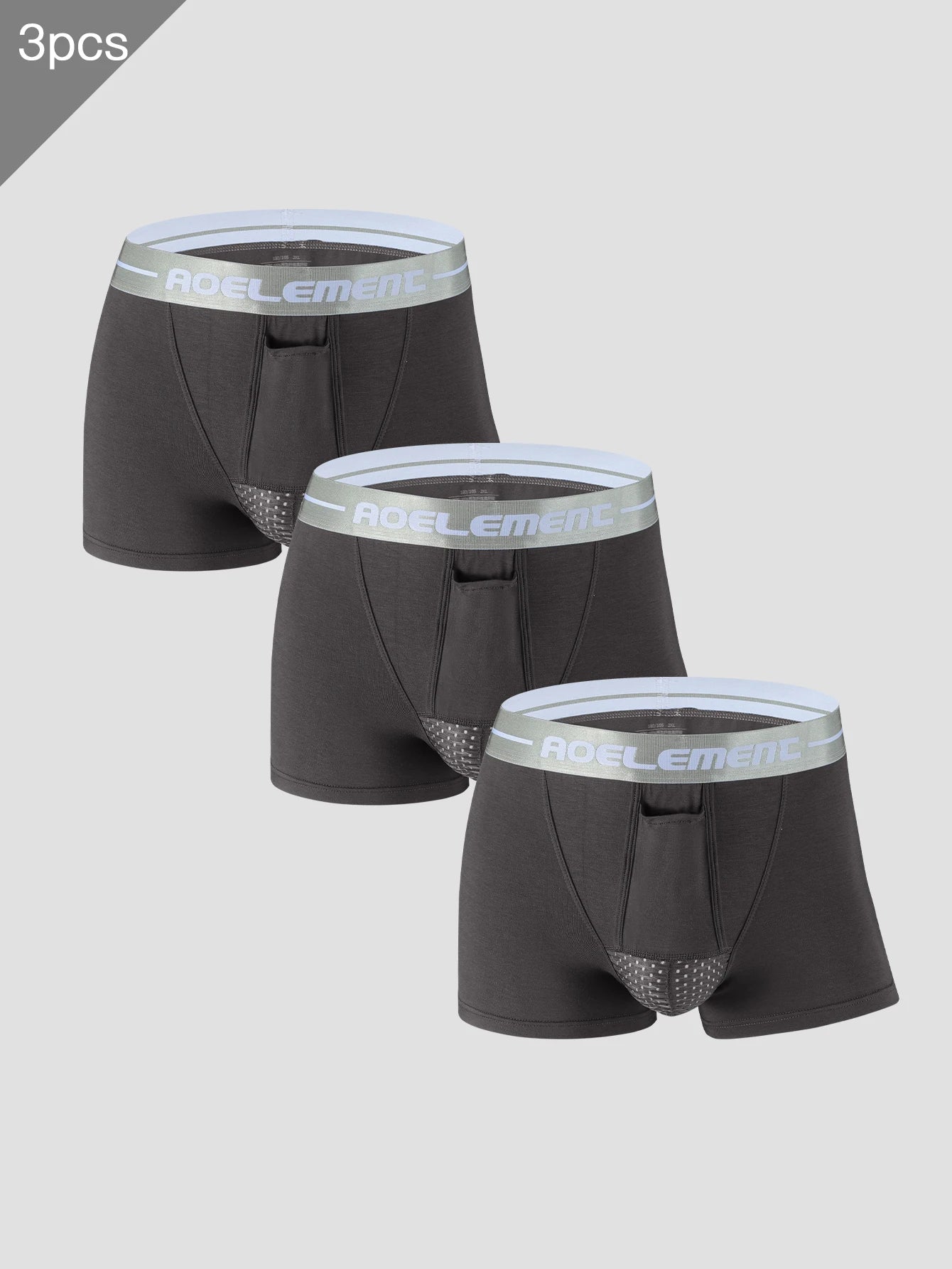 3PC Bullet separate underwear Men's ventilated summer dry underpants Ice silk bag ice healthy boxers