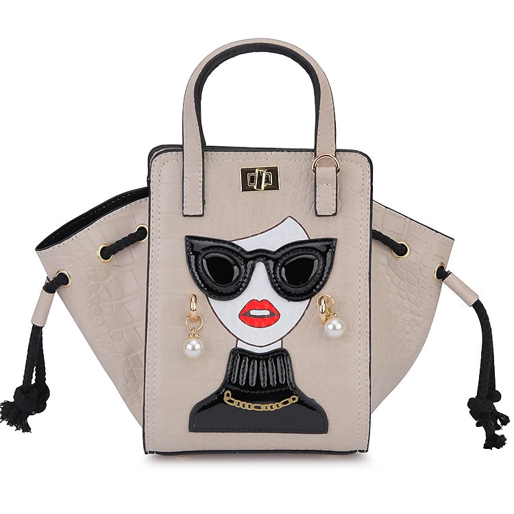 Novelty Lady Face Crossbody Bag for Women Fashion Purses and Handbags Designer Shoulder Bag Party Clutch Bat Bag Casual Totes