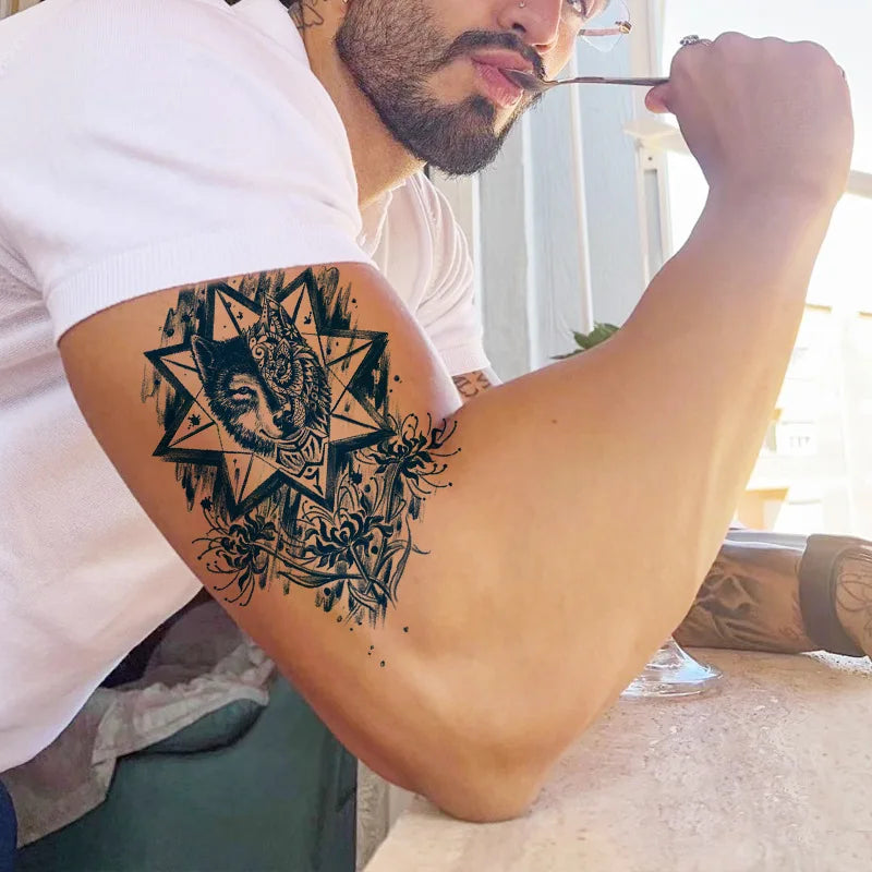 Juice Net Red Tattoo Sticker Lasts 7-15 Days Herbal Plant Semi Permanent Temporary Tattoos Sticker Size:180 * 110mm