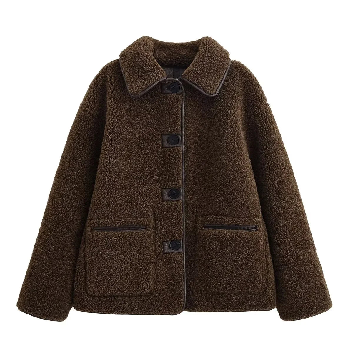 Winter New Women's Casual Fashionable Simple Versatile Comfortable Loose Warm Reversible Jacket