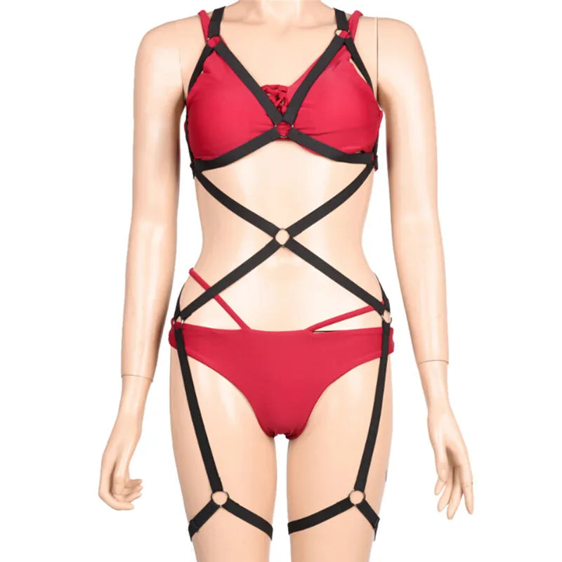 1pc Black Whole Body New Women Body Harness Bra Cage Top Lingerie Adjustable Size Harness Lingerie Clothing Harness Bondage Belt
